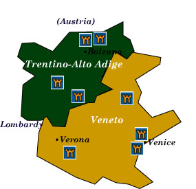 trentino-alto adige and veneto map